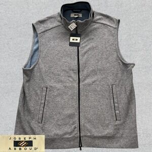 NEW Joseph Abboud Sweater Vest Men's 2XL Gray Full Zip Pockets Stretch Preppy
